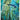 Painting of a shark swimming through giant kelp. Light beams shine through the underwater scene.